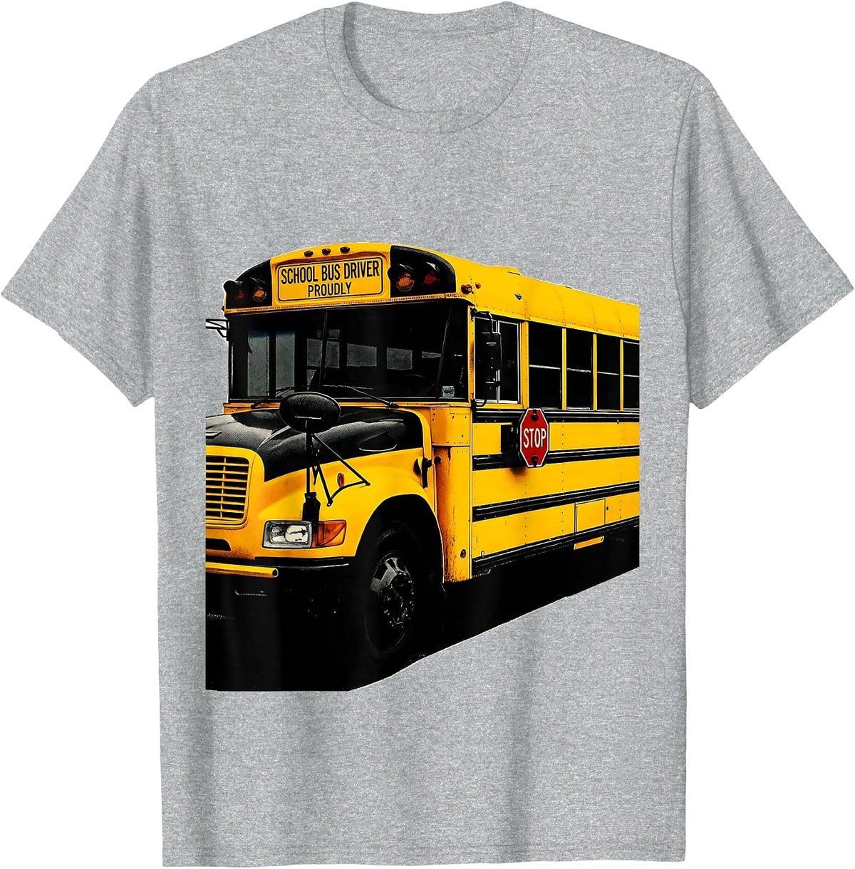 Men's School Bus Driver, Proudly Screenprint Bus Driver T-Shirt - Heather Grey