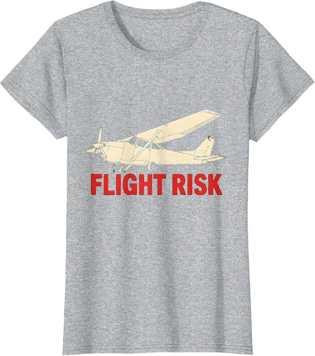 Flight Risk Stencil Graphic Aviation Enthusiast Pilot Family T-Shirt - Heather Grey