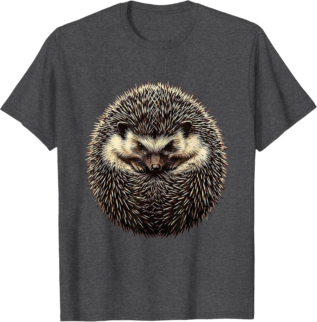Hedgehog Defensive Ball Cute Animal Illustration T-Shirt - Dark Heather Grey