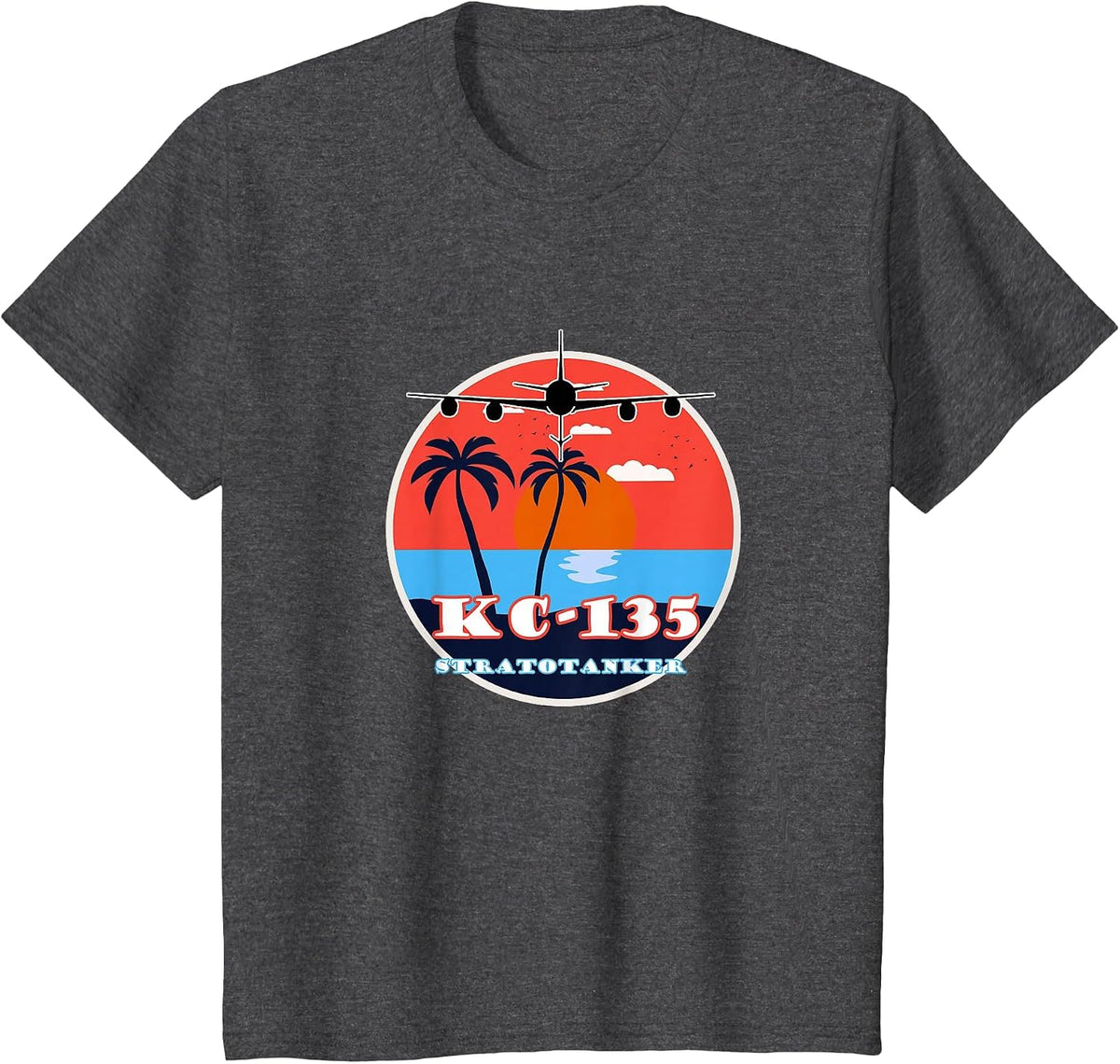 KC-135 Stratotanker Vintage Tropical Sunset Air Refueling T-Shirt - Dark Heather Grey