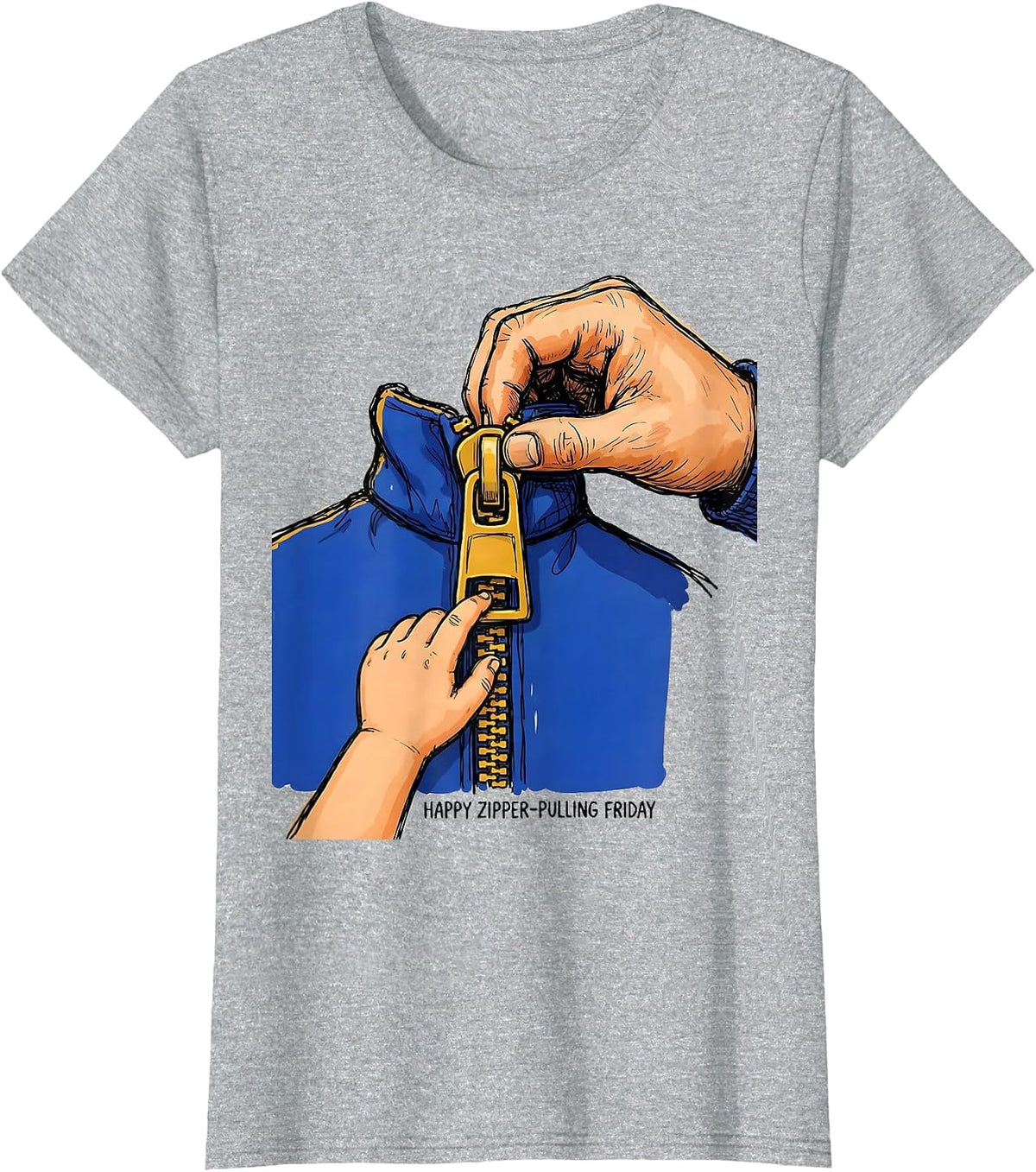 Women's Happy Zipper-Pulling Friday Occupational Therapy OT T-Shirt - Heather Grey