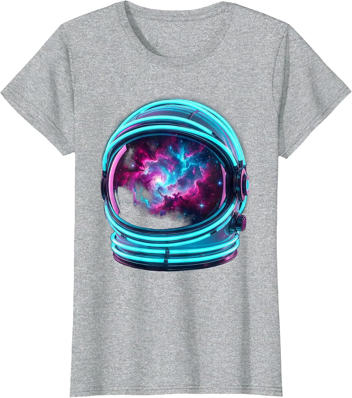Women's Astronaut Helmet Nebula Reflection Space Art T-Shirt - Heather Grey