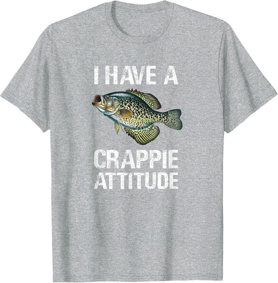 I Have a Crappie Attitude Crappie Fishing T-Shirt - Heather Grey