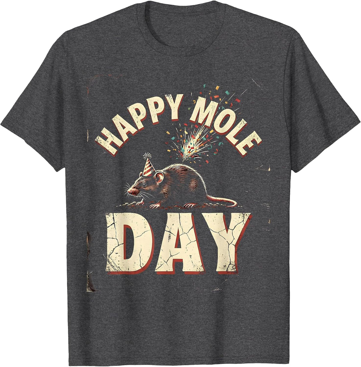 Men's Happy Mole Day Distressed Science Teacher Chemistry Student T-Shirt - Dark Heather Grey
