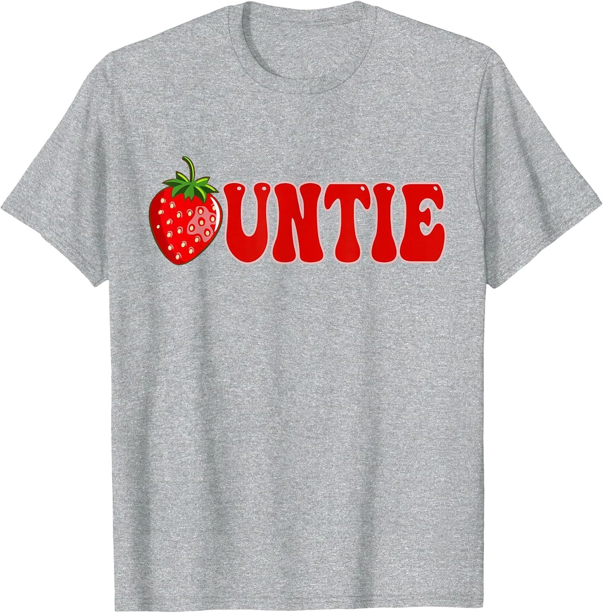 Funny Strawberry Auntie Fruit 1st Birthday Family Matching T-Shirt - Heather Grey