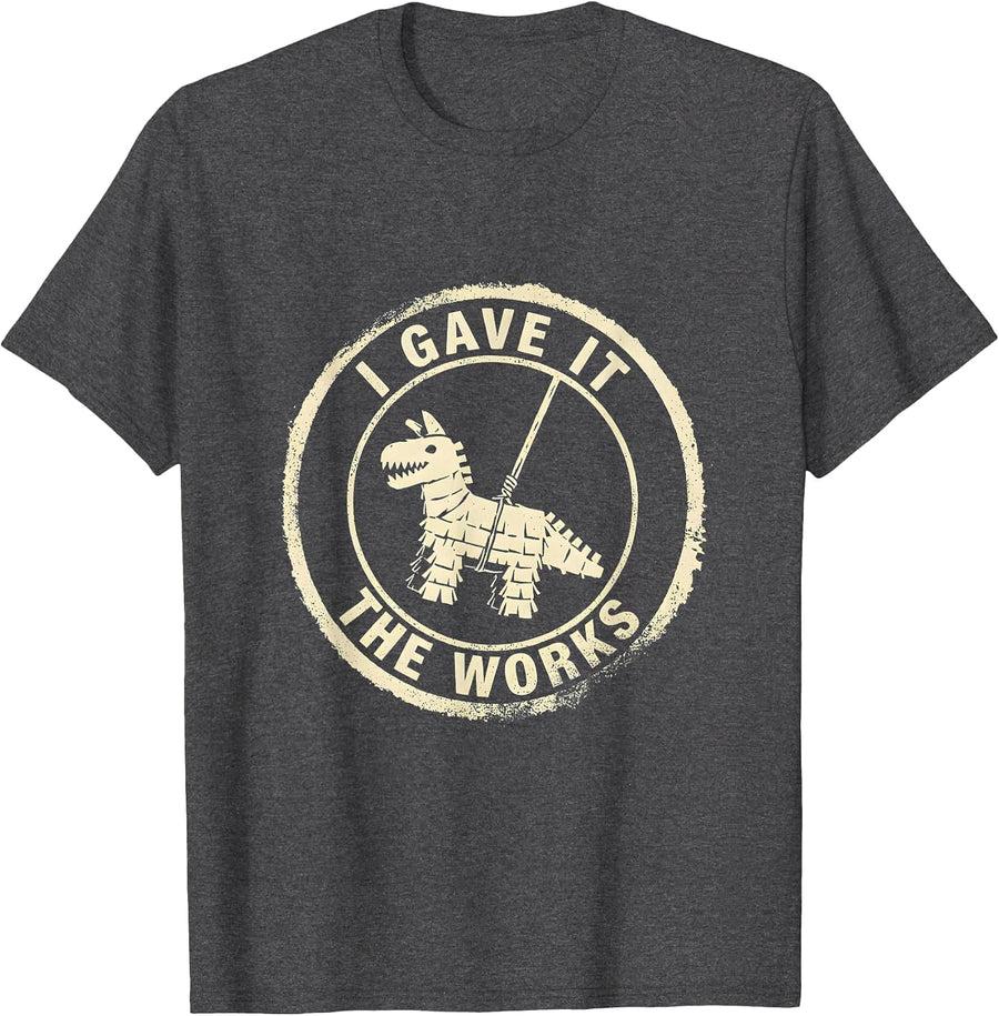 Men's I Gave It The Works Funny Cinco De Mayo Piñata Party Costume T-Shirt - Dark Heather Grey
