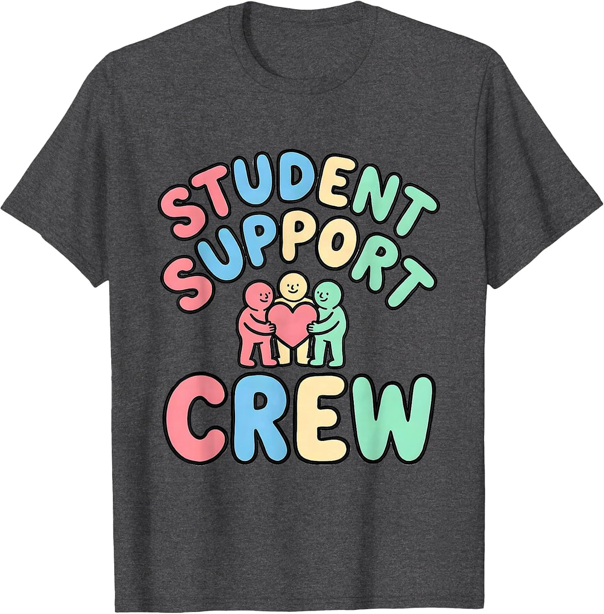 Men's Student Support Crew Playful School Counselor Mental Health T-Shirt - Dark Heather Grey