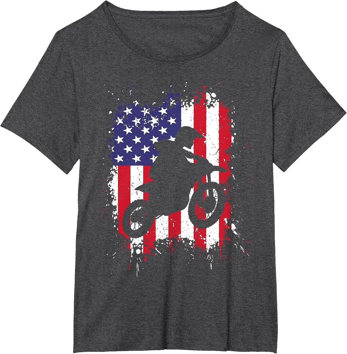 Best Dirt Bike for Men Boys Dirtbike Racing US Flag Biker T-Shirt - Dark Heather Grey