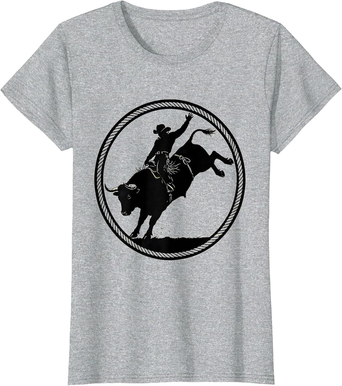Women's 90s Country Rodeo Bull Riding Graphic T-Shirt - Heather Grey