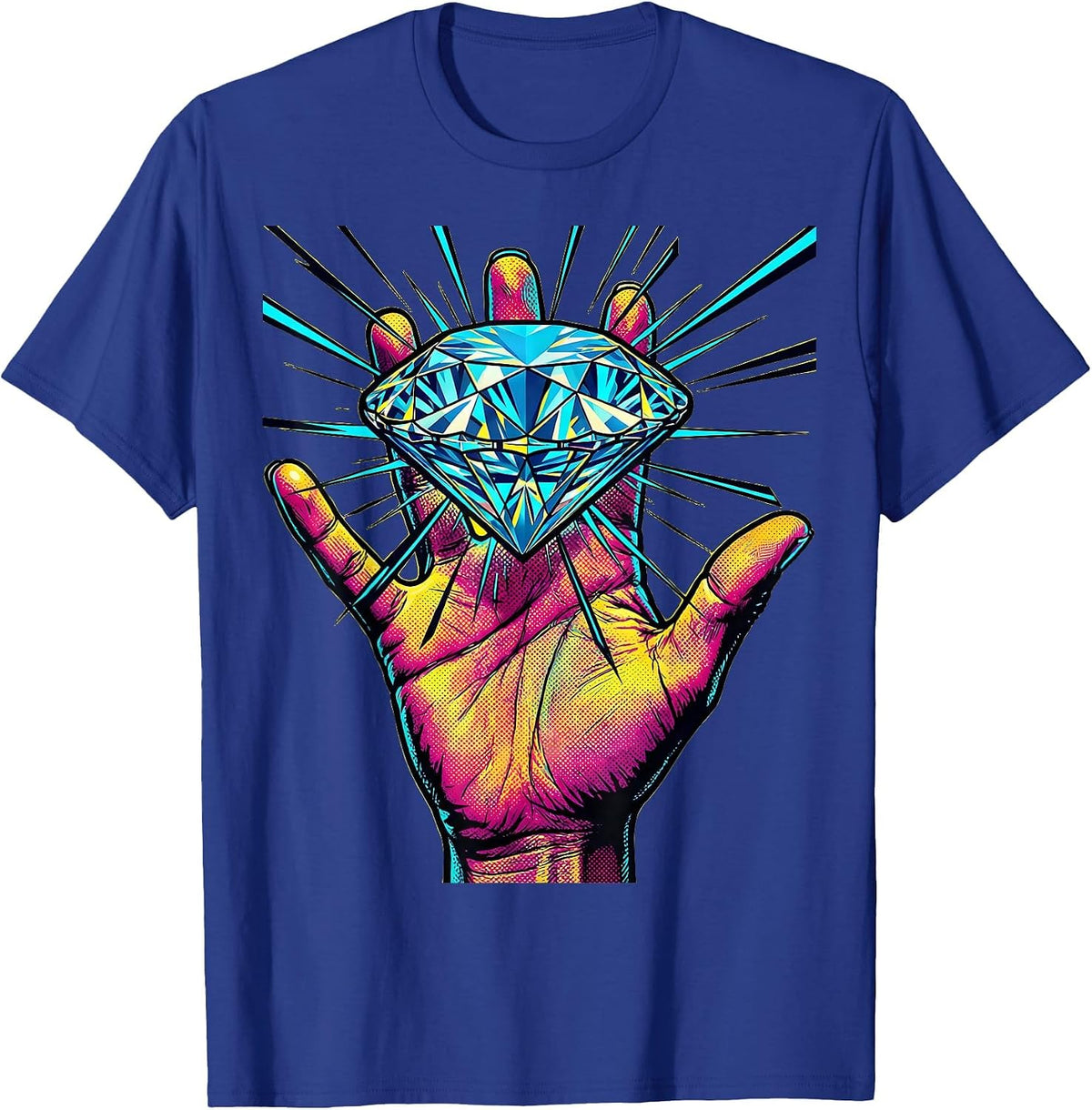 Men's Diamond Ring Flash Hip Hop Graphic Tee T-Shirt - Royal Blue