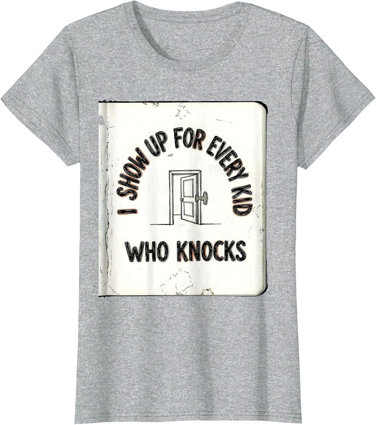 I Show Up For Every Kid Who Knocks Groovy School Counselor T-Shirt - Heather Grey