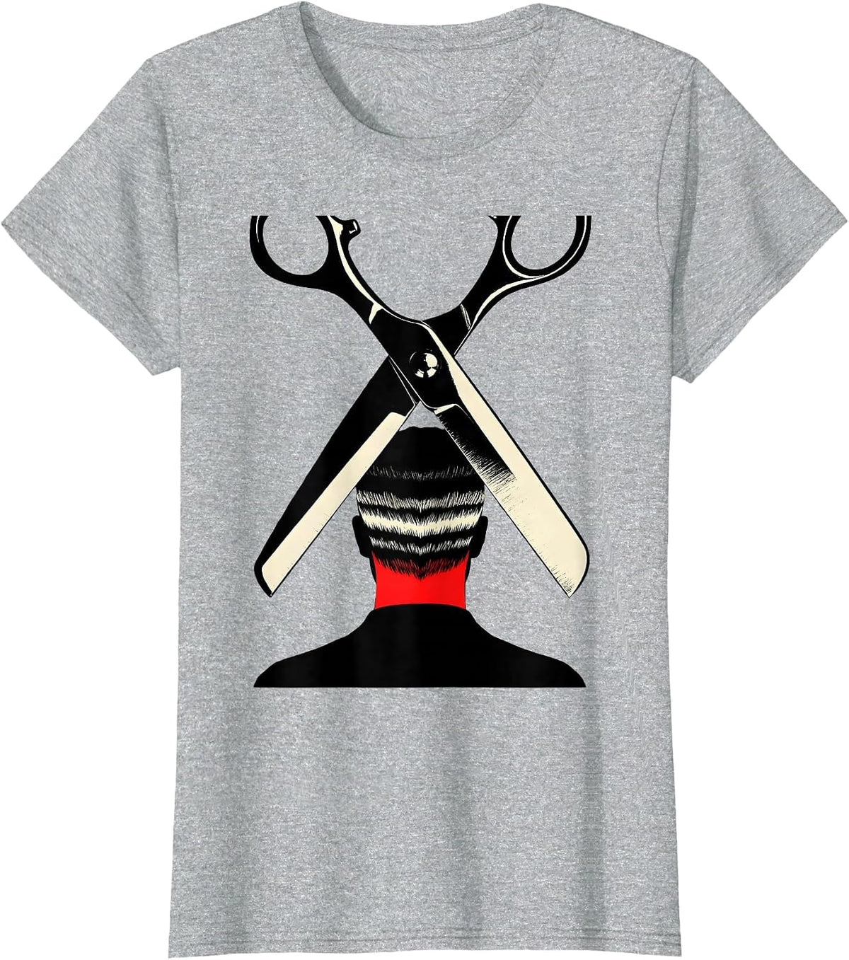 Women's Barber Scissors Silhouette Vintage Hairdresser Christmas T-Shirt - Heather Grey