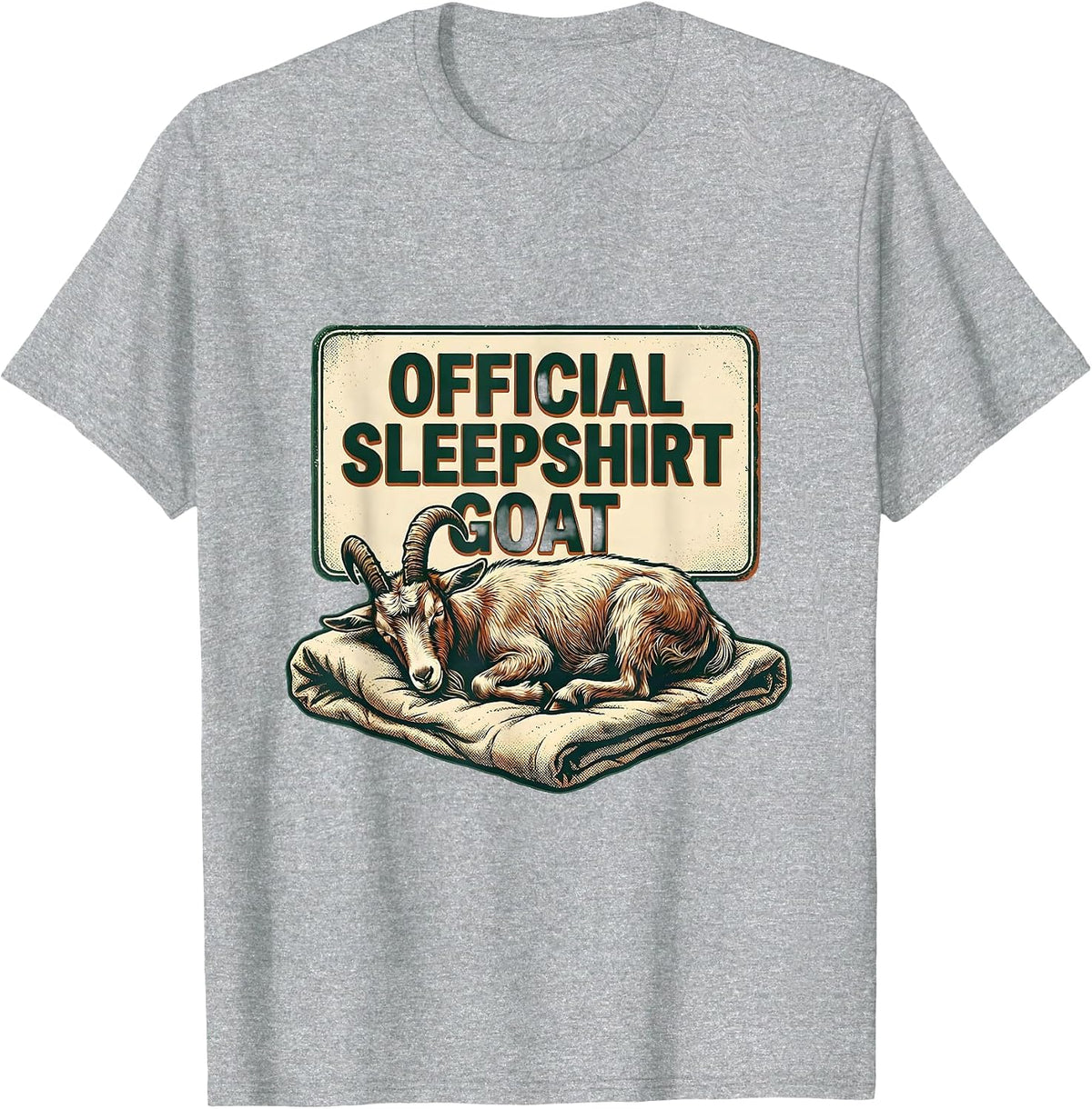 Men's Official Sleepshirt Goat Vintage Animal Lovers Novelty T-Shirt - Heather Grey