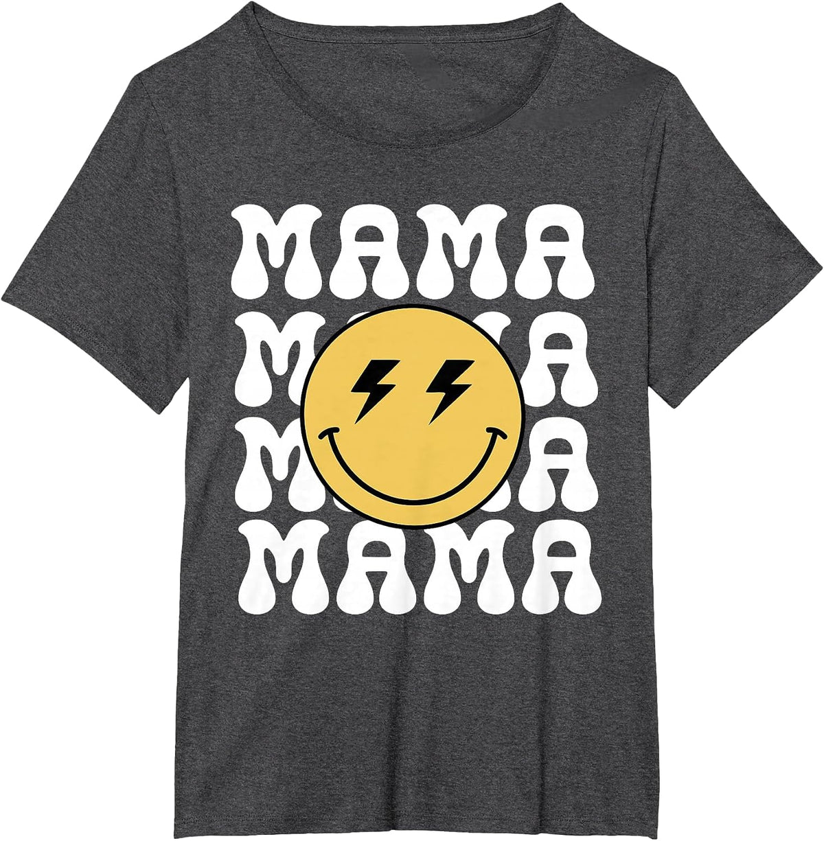 Mama Happy Face 1st Birthday Family Matching Theme T-Shirt - Dark Heather Grey