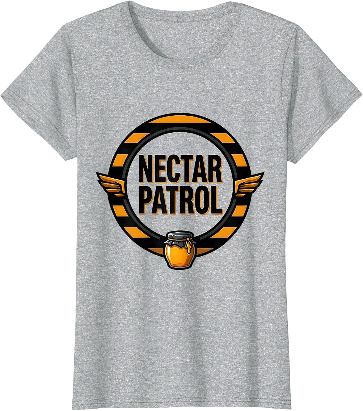 Women's Nectar Patrol Playful Halloween Bee Honey Jar Costume Humor T-Shirt - Heather Grey