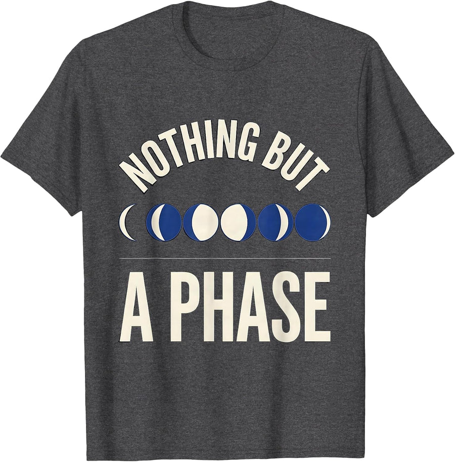 Men's Nothing But A Phase Geometric Moon Phase Astronomy Gift T-Shirt - Dark Heather Grey