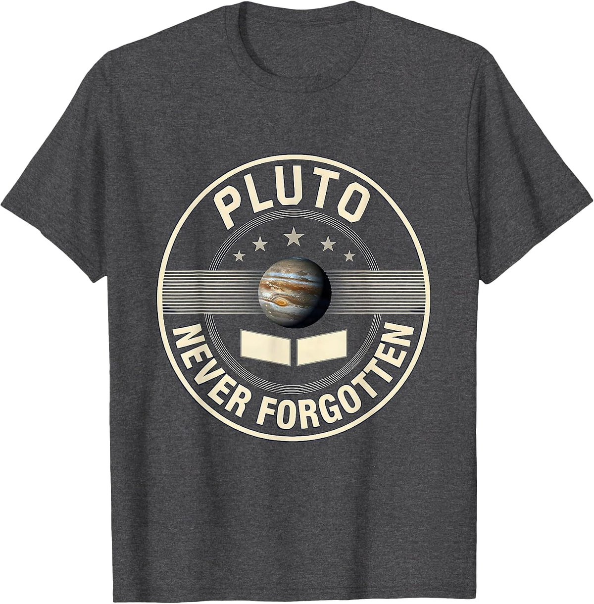 Pluto Never Forgotten Funny Astronomy Science Fan Retro T-Shirt - Dark Heather Grey