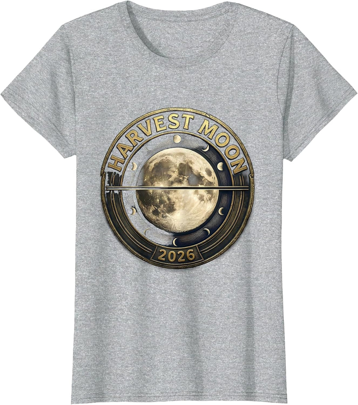 Women's Harvest Moon 2026 Celestial Astrology Astronomy Enthusiast T-Shirt - Heather Grey