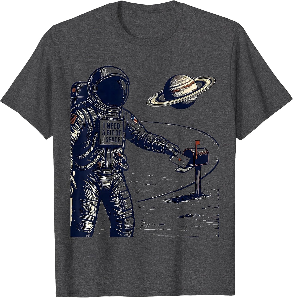 Men's I Need A Bit Of Space Funny Astronaut Retro Space Lover T-Shirt - Dark Heather Grey