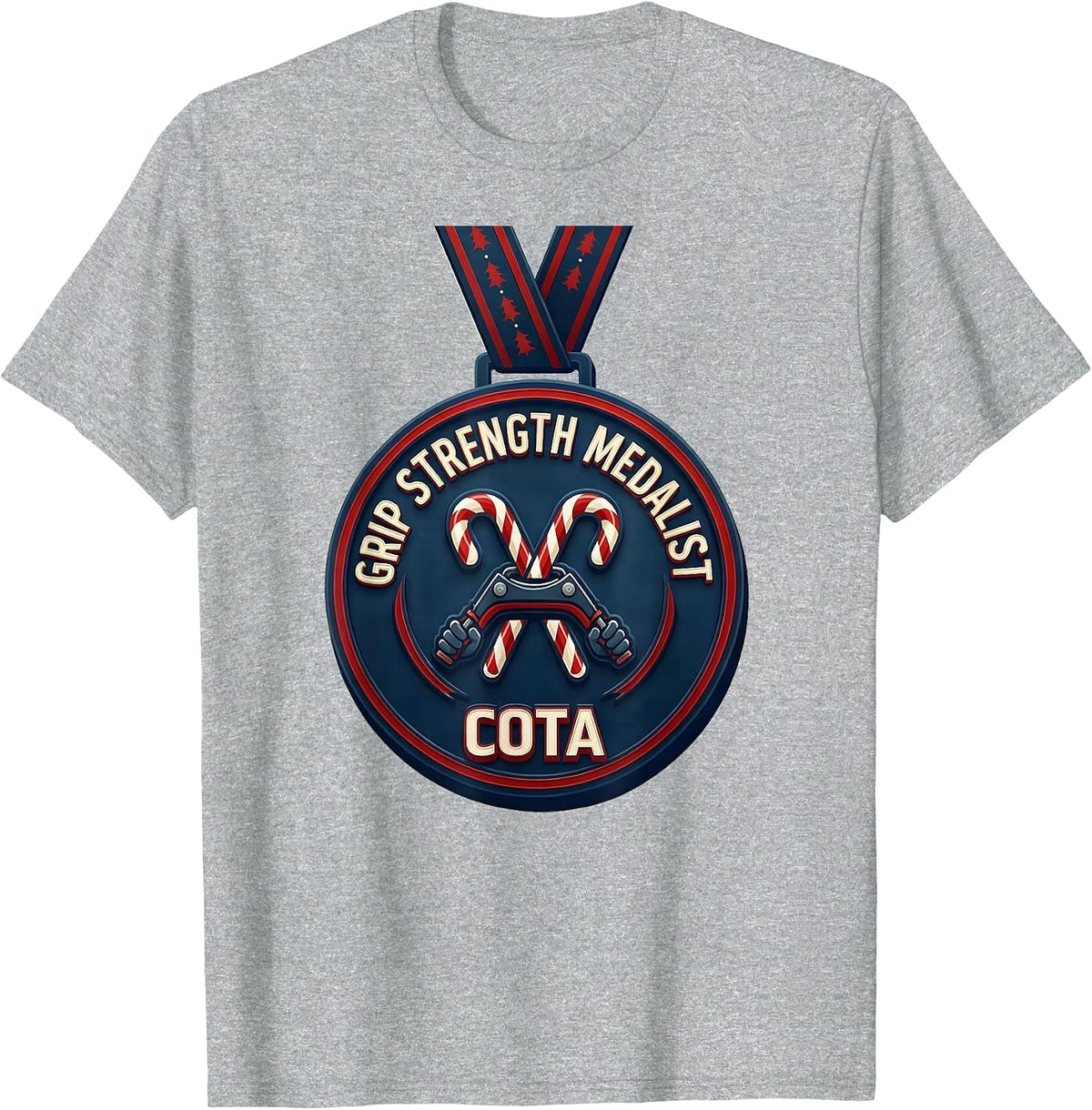Men's Grip Strength Medalist COTA Occupational Therapist Christmas T-Shirt - Heather Grey
