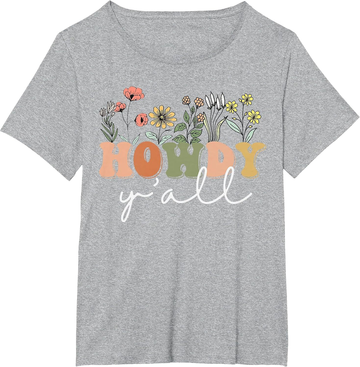 Howdy Y'all Southern Western Girl Country Rodeo Cowgirl T-Shirt - Heather Grey