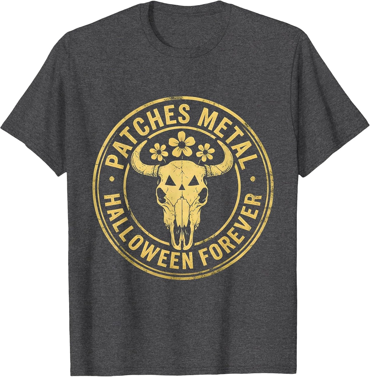 Men's Halloween Metal Battle Vest Forever Design T-Shirt - Dark Heather Grey