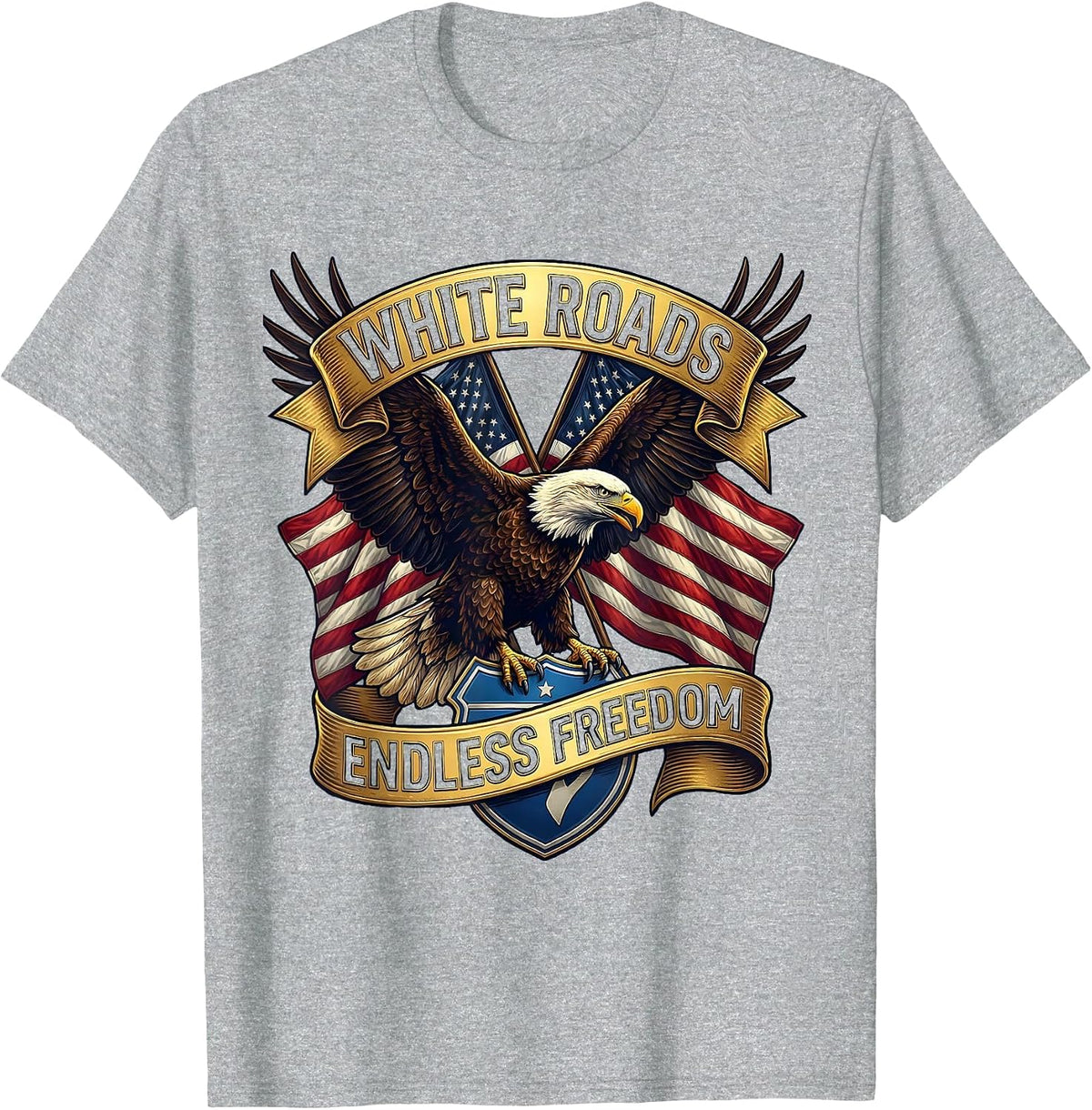 Men's White Roads Endless Freedom Open Road Design T-Shirt - Heather Grey