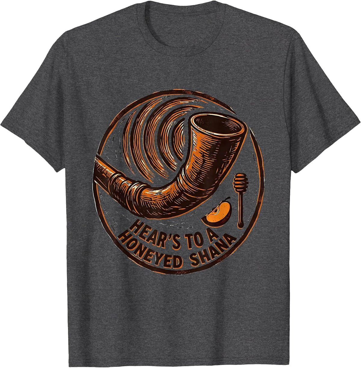 Hear's To A Honeyed Shana Funny Rosh Hashanah Jewish New T-Shirt - Dark Heather Grey