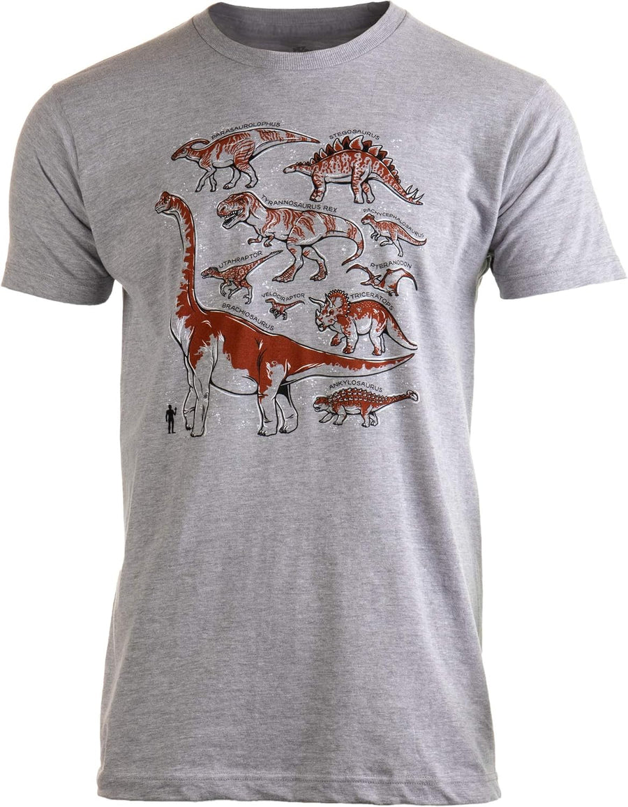 Dinosaur Species | Dino Fan Party Costume T-Rex Raptor Shirt Men Women T-Shirt - Retro Grey