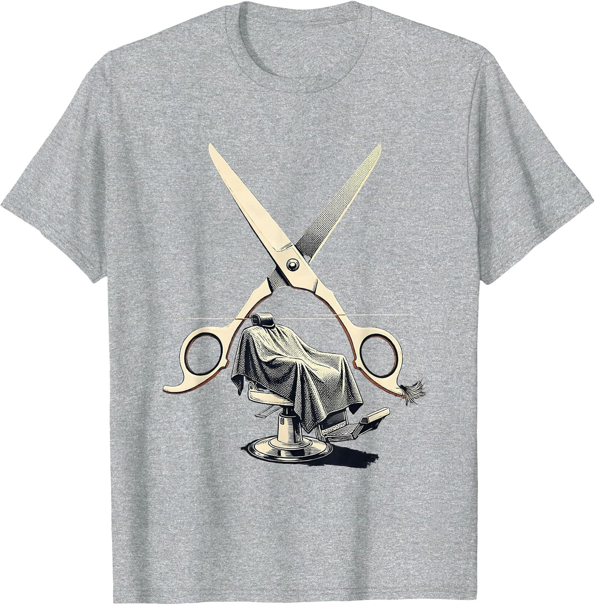 Men's Oversized Shears Barber Cape Hairdresser Gift T-Shirt - Heather Grey