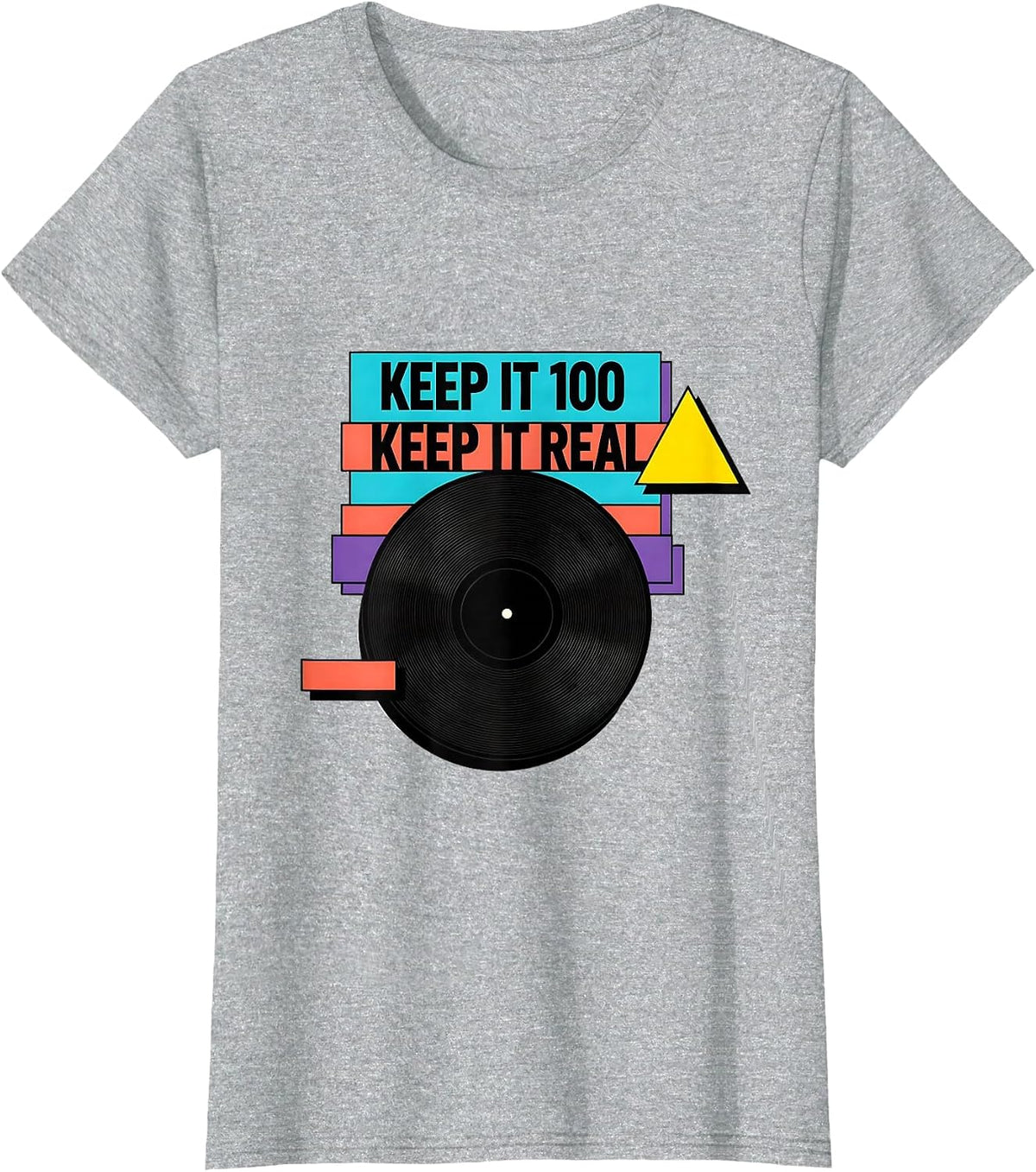 Keep It 100 Keep It Real Memphis Postmodern Hip Hop T-Shirt - Heather Grey