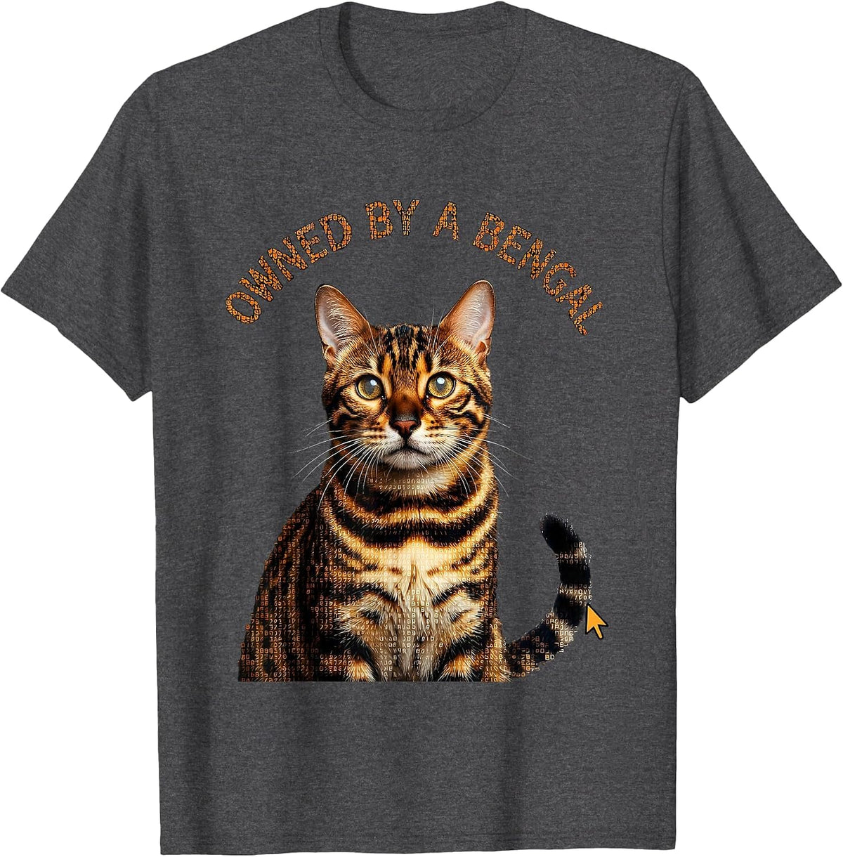 Men's Owned by a Bengal Cat Lover Design T-Shirt - Dark Heather Grey