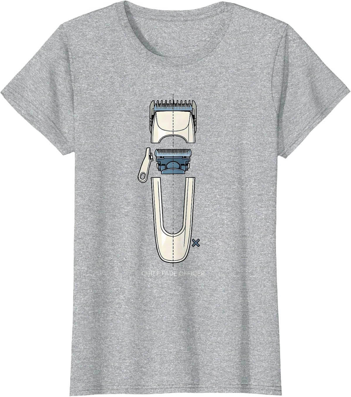 Women's Chief Fade Officer Funny Hairdresser Barber Gift T-Shirt - Heather Grey