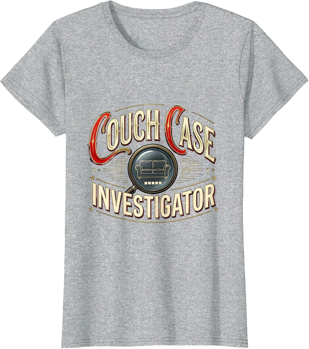Couch Case Investigator Funny True Crime Fan Podcast Junkie T-Shirt - Heather Grey