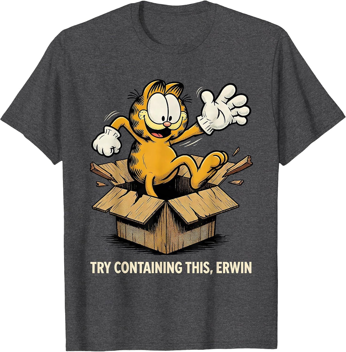 Men's Try Containing This, Erwin Retro Cartoon Quantum Physics T-Shirt - Dark Heather Grey