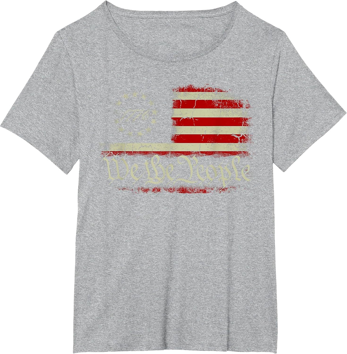 4th of July We The People American 1776 Old American Flag T-Shirt - Heather Grey