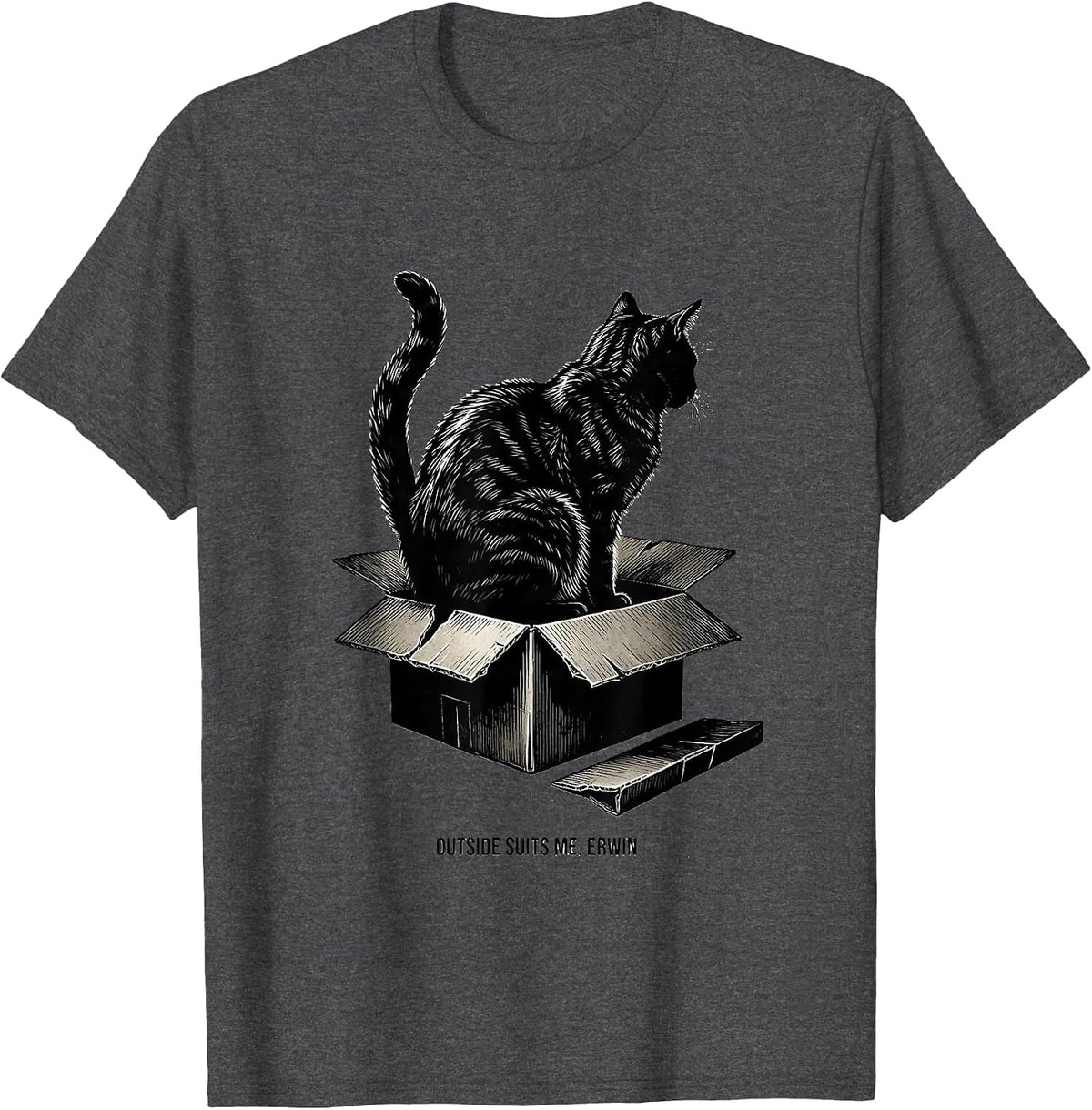 Outside Suits Me Erwin Funny Quantum Physics Science Lover T-Shirt - Dark Heather Grey