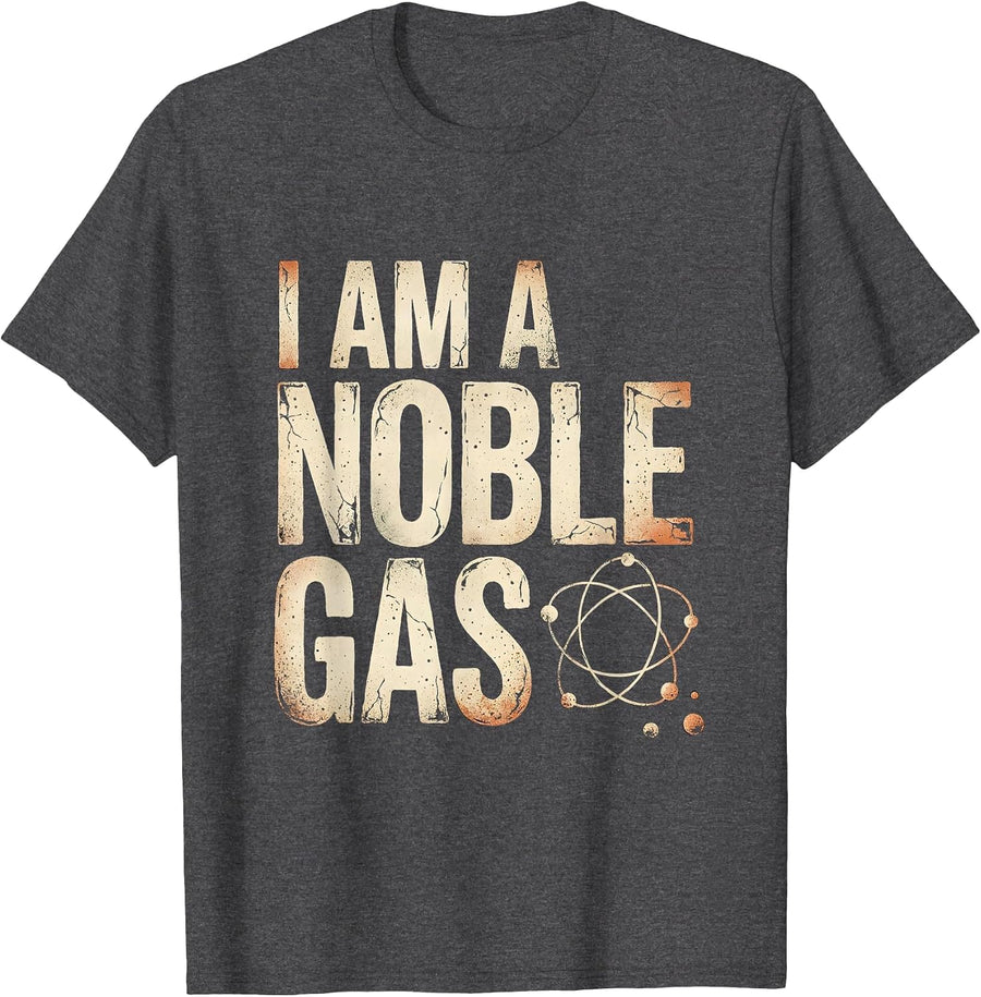 Men's I Am A Noble Gas Distressed Science Humor Periodic Table T-Shirt - Dark Heather Grey