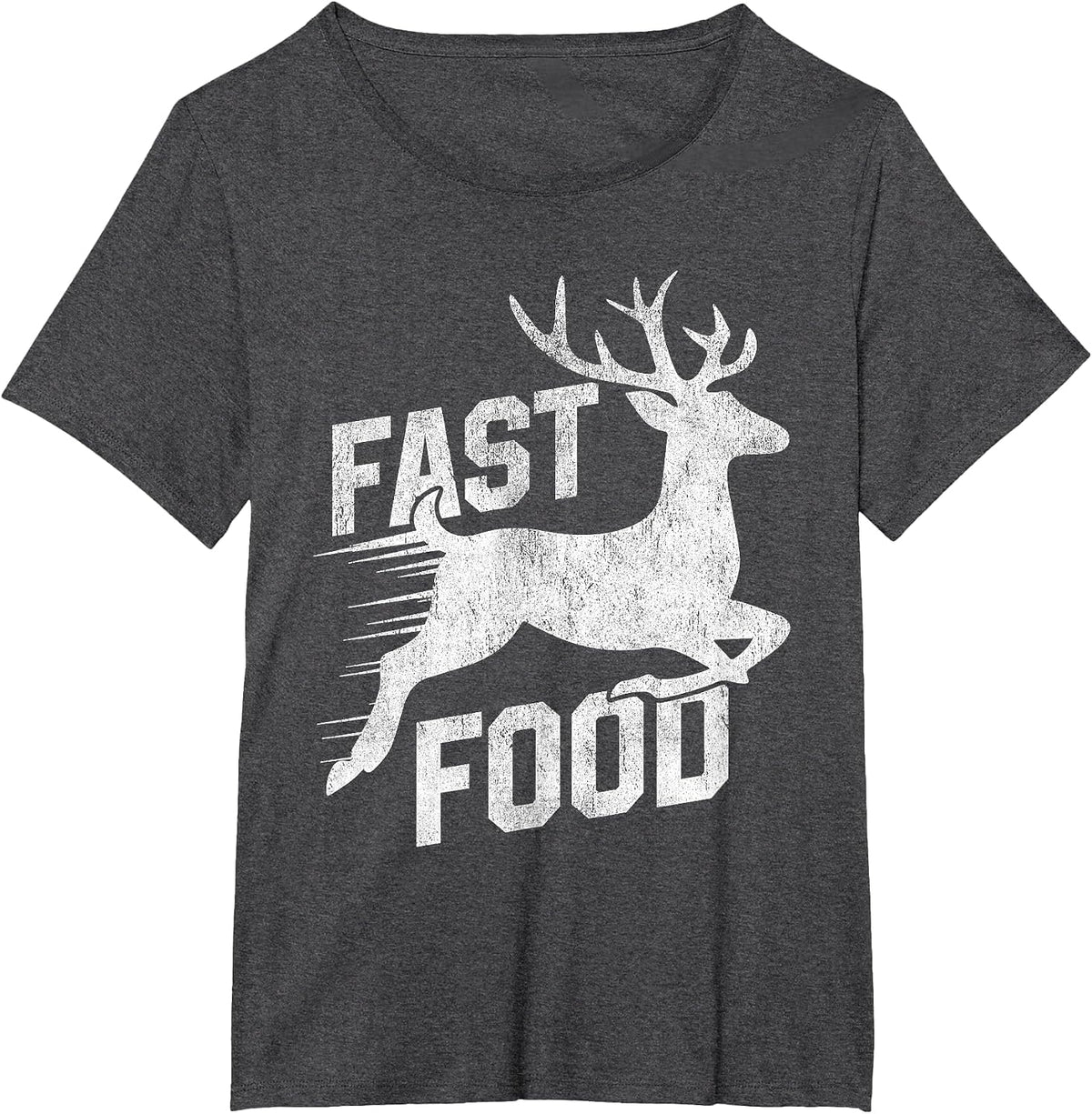 Deer Hunting Funny Hunter Fast Food Funny Running Deer T-Shirt - Dark Heather Grey