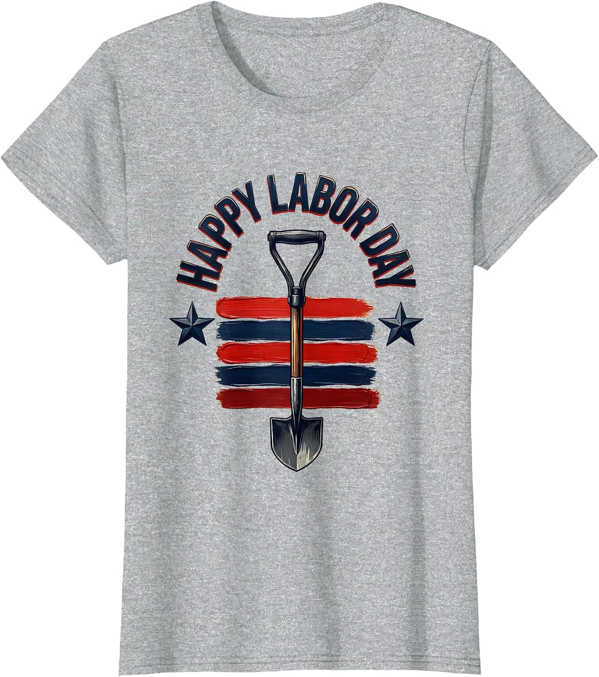 Women's Happy Labor Day Patriotic Union Pride Sign Painter Style T-Shirt - Heather Grey