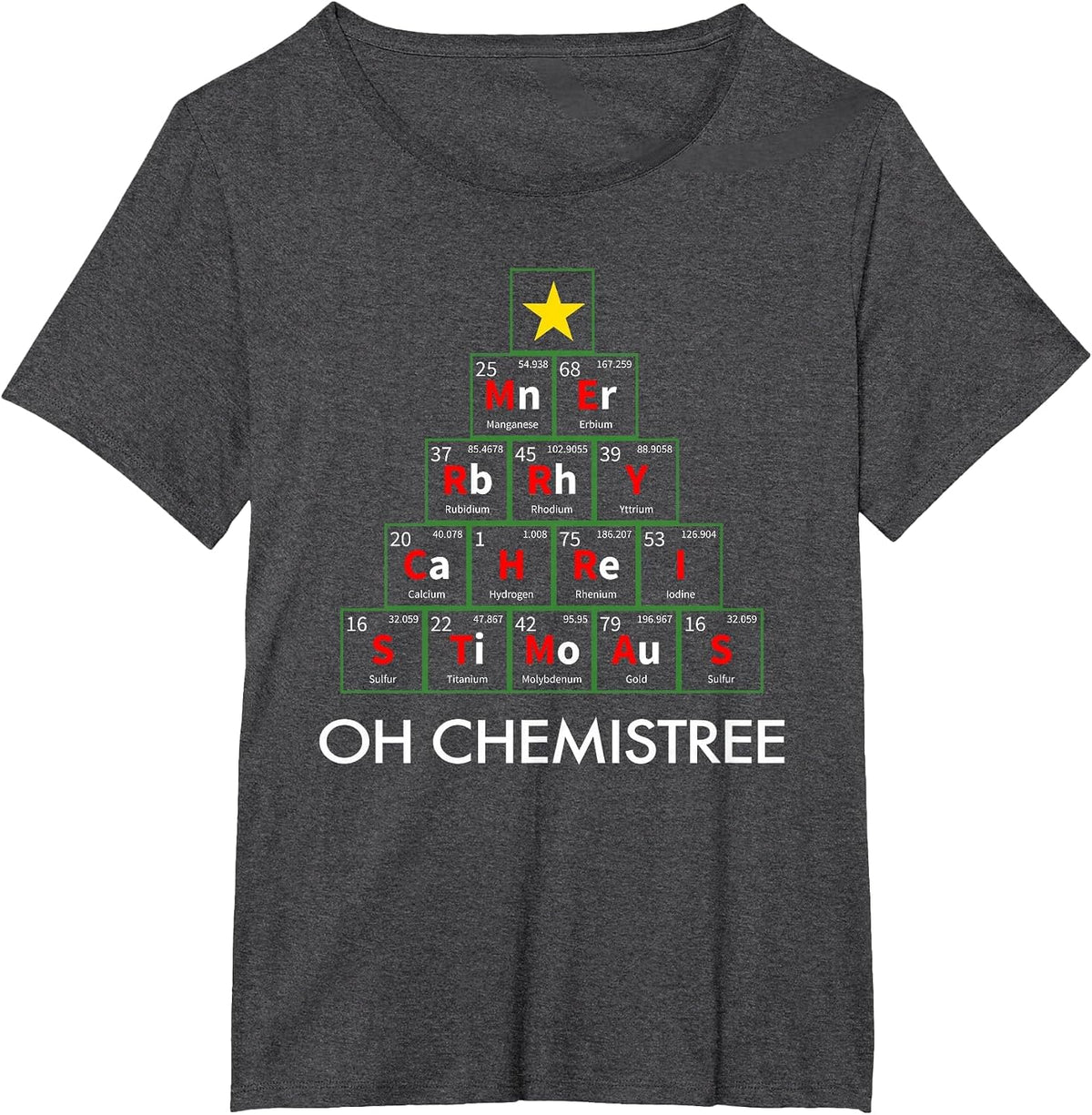 Oh Chemistree Pajama Chemist Tree Periodic Table Teacher T-Shirt - Dark Heather Grey