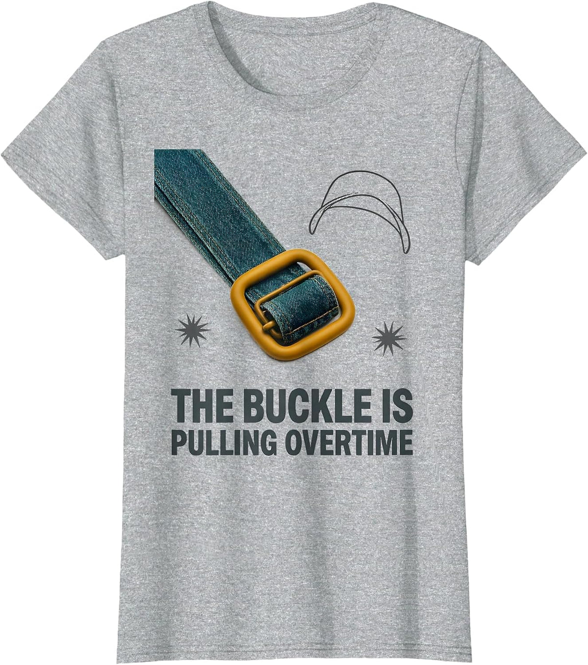 The Buckle Is Pulling Overtime Midcentury Modern Farmer T-Shirt - Heather Grey