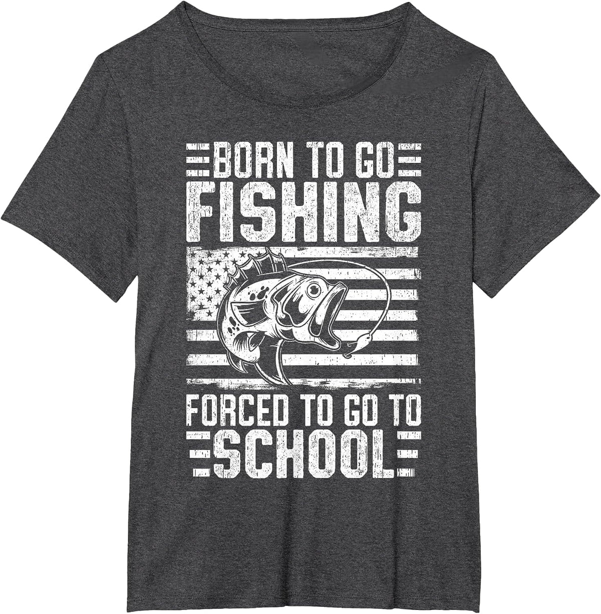 Born to Go Fishing Bass Fish Fisherman Boy Kid Funny Fishing T-Shirt - Dark Heather Grey