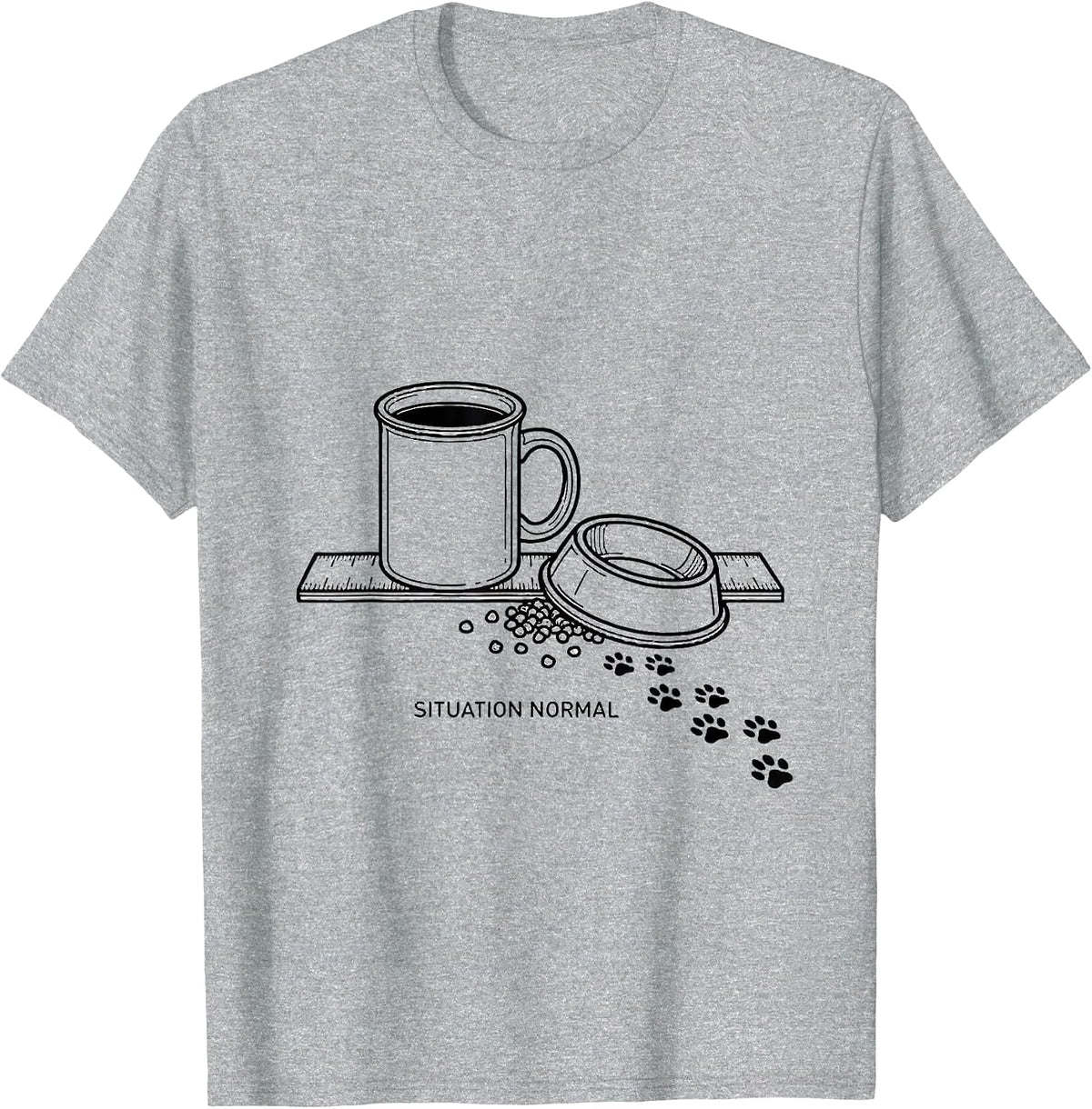 Men's Situation Normal Funny Dog Owner Coffee Lover Humor T-Shirt - Heather Grey