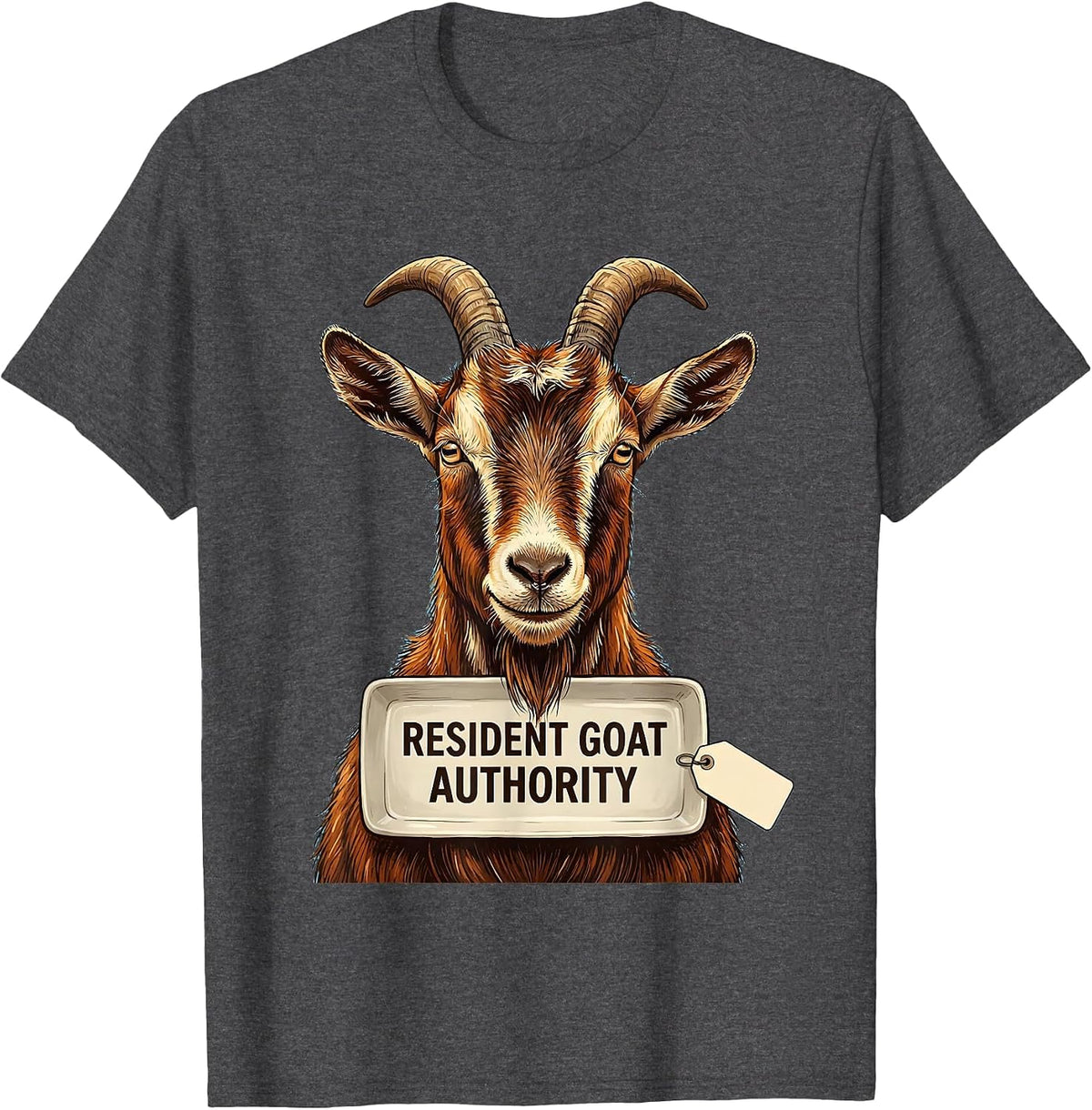Men's Resident Goat Authority Funny Goat Lover Farm Humor T-Shirt - Dark Heather Grey