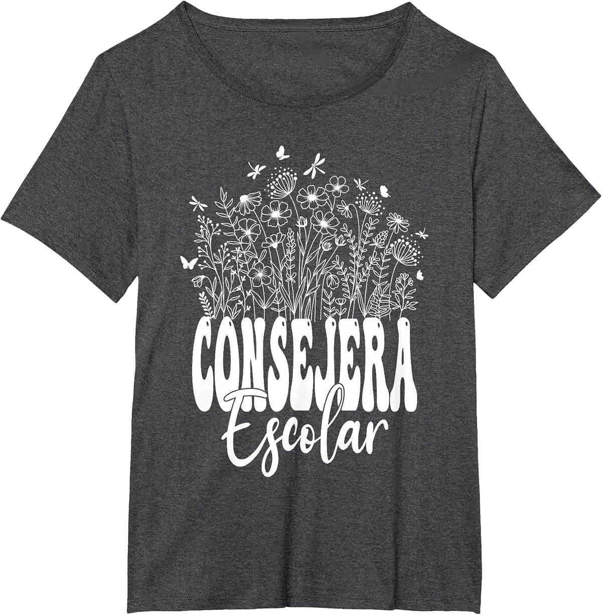 Consejera Escolar Tea Spanish School Counselor Wildflower T-Shirt - Dark Heather Grey