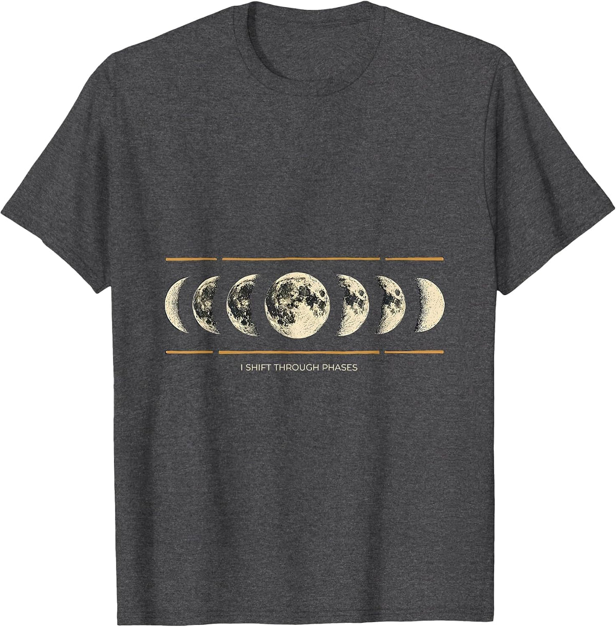 I Shift Through Phases Boho Moon Phases Astronomy Graphic T-Shirt - Dark Heather Grey