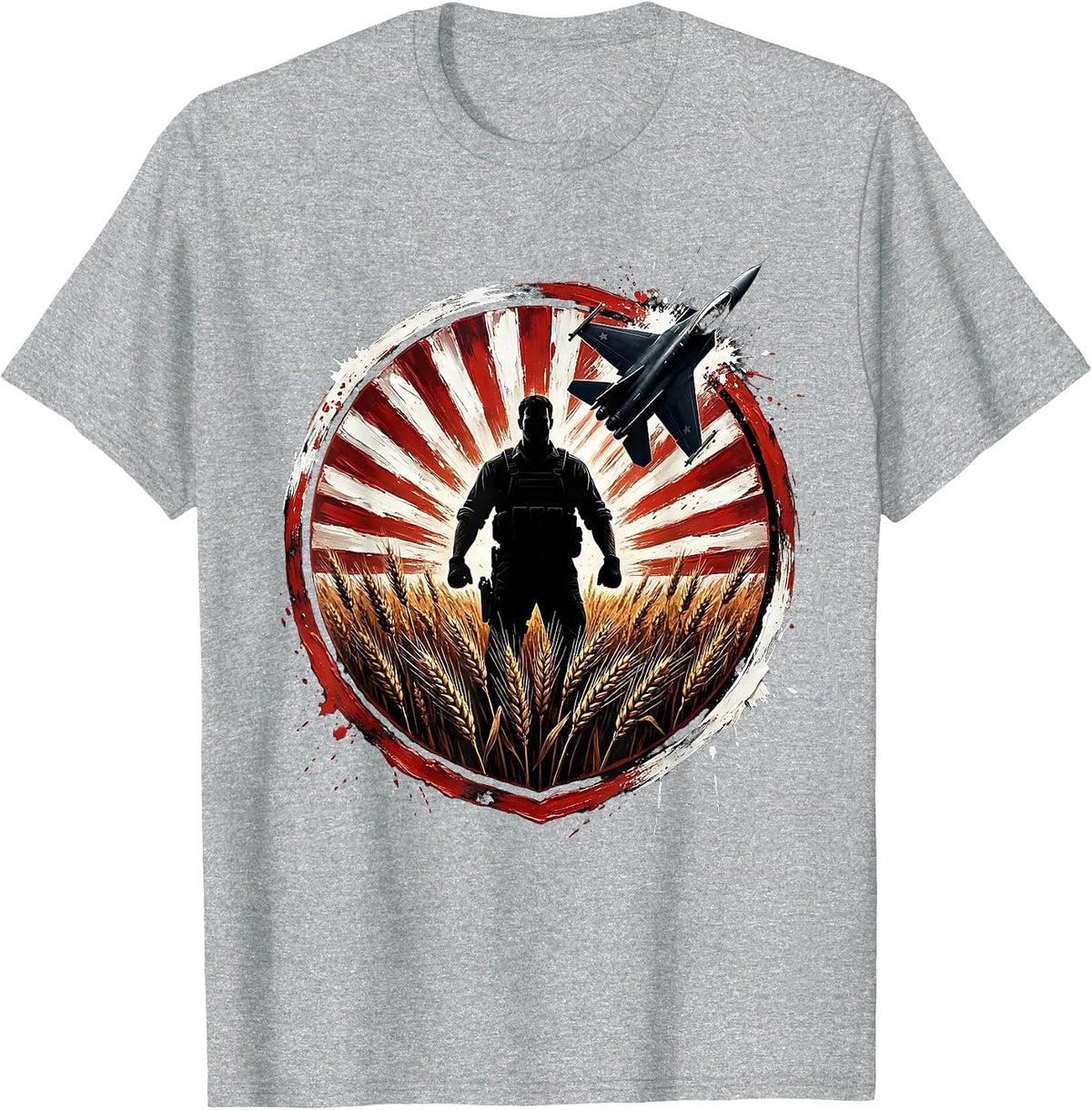 Men's USA Freedom Farmer Wheat Field Illustration T-Shirt - Heather Grey