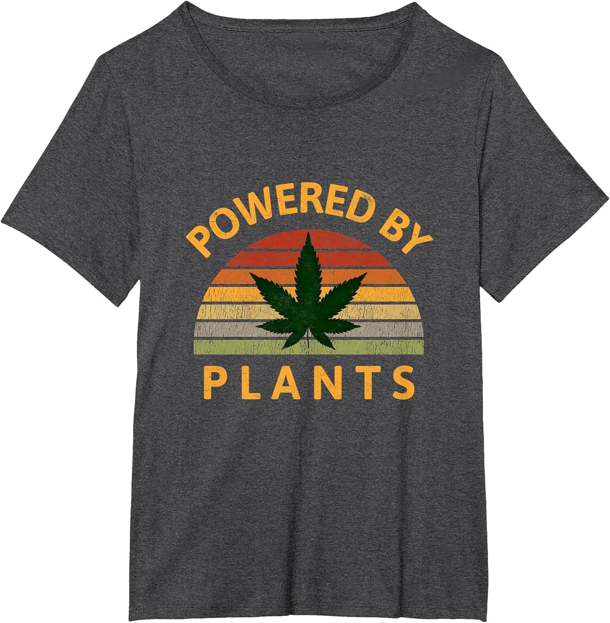 Powered By Plants Vegetarian Weed Stoner Marijuana Cbd Vegan T-Shirt - Dark Heather Grey