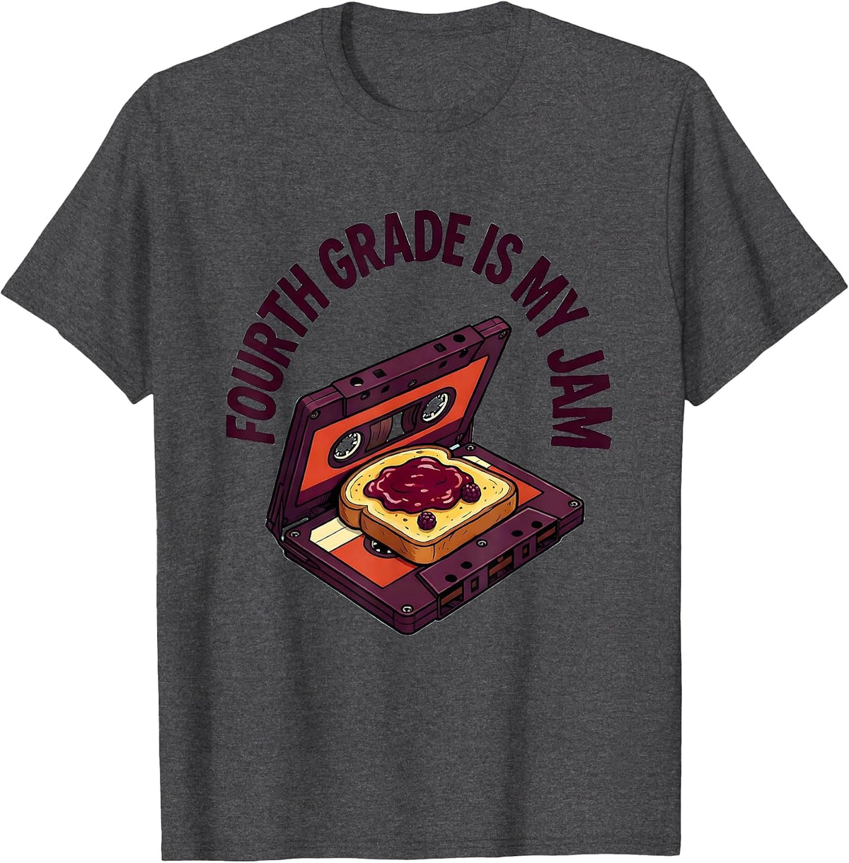 Fourth Grade Is My Jam Retro Teacher Student Back To School T-Shirt - Dark Heather Grey